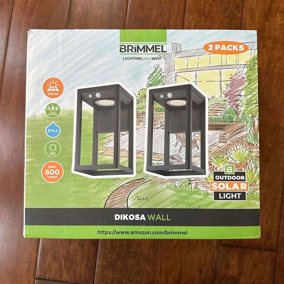 New Brimmel Waterproof Motion Sensor Solar Modern Outdoor Wall Light x2 - Picture 7 of 10